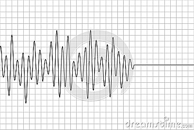 Polygraph wave line on graph paper. Black earthquake pattern isolated on white background. Seismograph icon. Detector lie. Richter Vector Illustration