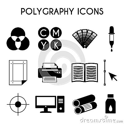 Polygraphy icons Vector Illustration