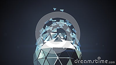 Polyhedron and glowing blue core 3D rendering Stock Photo