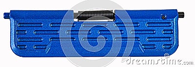 POlymer AR15 ejection port door finished in bright blue Stock Photo