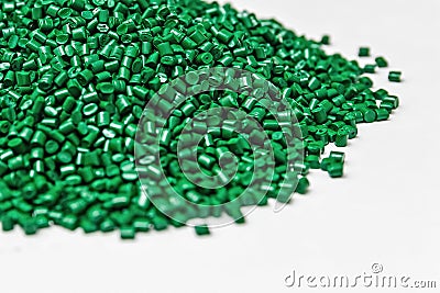 Polymeric dye. Colorant for plastics. Pigment in the granules. Stock Photo