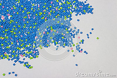 Polymeric dye. Plastic pellets. Colorant for the granules. Polymer beads Stock Photo