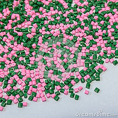 Polymeric dye. Plastic pellets. Colorant for the granules. Polymer beads Stock Photo