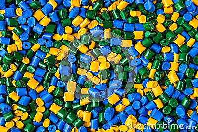 Polymeric dye. Plastic pellets. Colorant for plastics. Pigment i Stock Photo