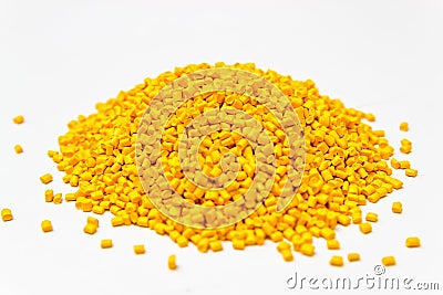 Polymeric dye. Plastic pellets. Pigment in the granules. Stock Photo