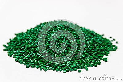 Polymeric dye. Plastic pellets. Pigment in the granules. Stock Photo