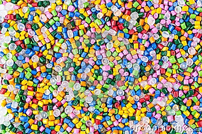 Polymeric dye. Plastic pellets. Pigment in the granules. Polymer beads Stock Photo