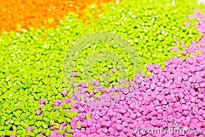 Polymeric dye for plastics. Pigment in the granules. Stock Photo