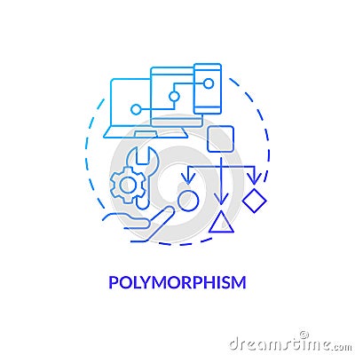 Polymorphism blue gradient concept icon Cartoon Illustration