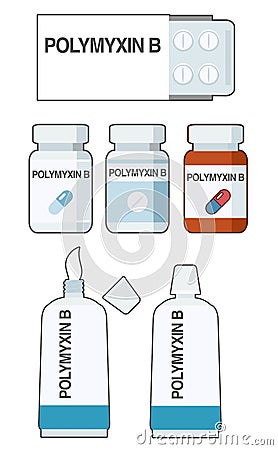 Polymyxin B is an antibiotic used to prevent and treat a number of bacterial infections Cartoon Illustration