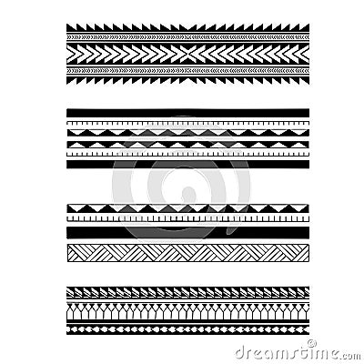 Polynesian armband tattoo female design. Pattern aboriginal samoan. Black and white texture, Vector Illustration