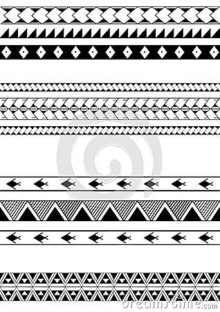 Polynesian armband tattoo stencil. Pattern samoan. Black and white texture. Vector Illustration
