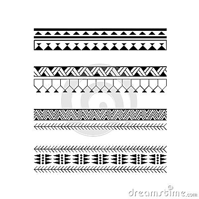 Polynesian armband tattoo stencil. Pattern samoan. Black and white texture. Vector Illustration