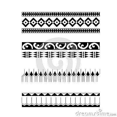 Polynesian armband tattoo stencil. Pattern samoan. Black and white texture. Vector Illustration