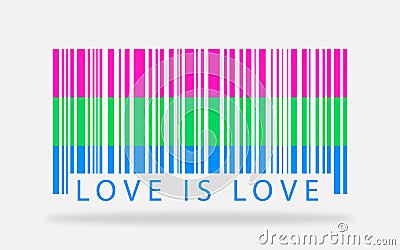 Polysexual pride barcode creative colorful artwork. Love is love Vector Illustration