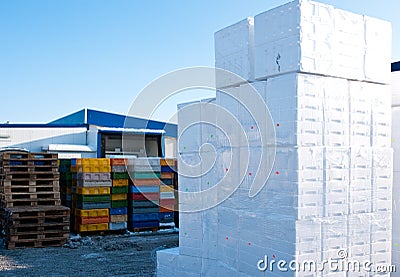 Polystyrene boxes Stock Photo