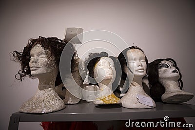 polystyrene mannequin heads Stock Photo