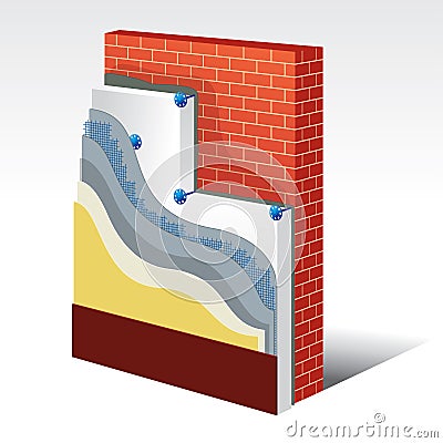 Polystyrene Thermal Insulation Layered Scheme Vector Illustration