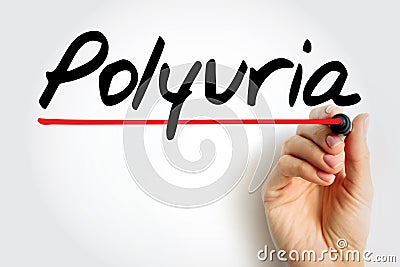 Polyuria is excessive or an abnormally large production or passage of urine, text concept for presentations and reports Stock Photo