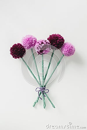 Pom Pom Flowers Bouquet Stock Photo