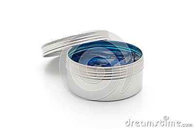 Pomade for hair styling in water based on white background Stock Photo