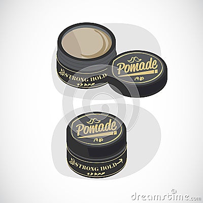 Pomade package. close and open - Cartoon Illustration