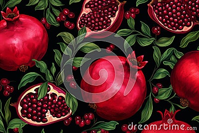 Pomegranate background. Generate Ai Stock Photo