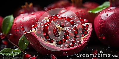 Piece of Pomegranate berry fruit with seeds Stock Photo