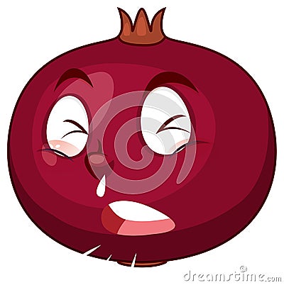 Pomegranate cartoon character with facial expression Vector Illustration