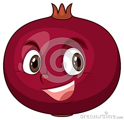 Pomegranate cartoon character with facial expression Vector Illustration