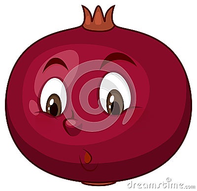 Pomegranate cartoon character with facial expression Vector Illustration