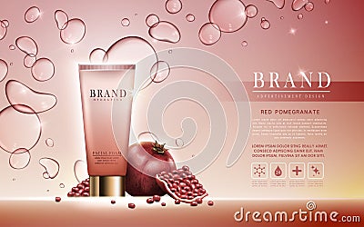 Pomegranate facial foam ad Cartoon Illustration