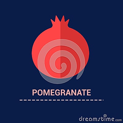 Pomegranate flat color icon. Silhouette symbol on black background. Red garnet half filled. Vector illustration Vector Illustration
