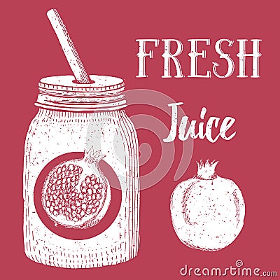 Pomegranate fresh juice illustration Cartoon Illustration