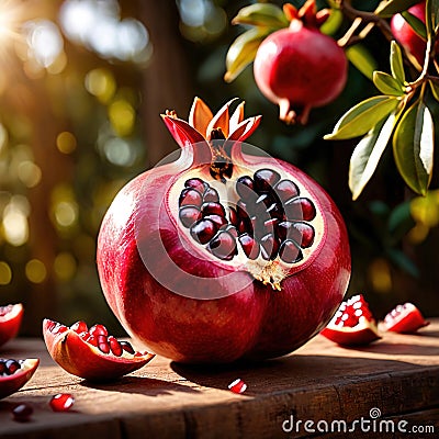 Pomegranate fresh raw organic fruit Stock Photo