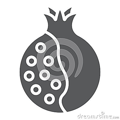 Pomegranate glyph icon, food and fruit, vitamin sign, vector graphics, a solid pattern on a white backgrond. Vector Illustration