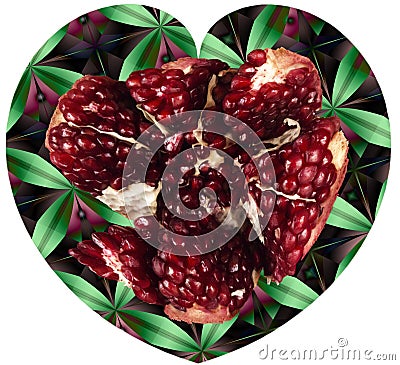 Pomegranate heart as a symbol of love Stock Photo