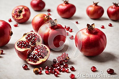 Pomegranate isolated on white background. Generative AI Illustration. Stock Photo