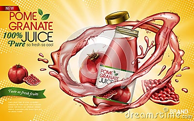 Pomegranate juice ad Vector Illustration