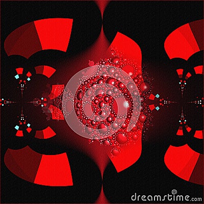 Pomegranate juice tile Apollonian net red and clack fractal pattern Cartoon Illustration