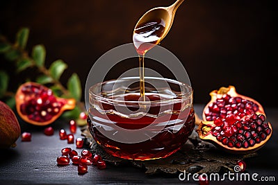 Pomegranate Molasses, mediterranean food life style Authentic living Stock Photo