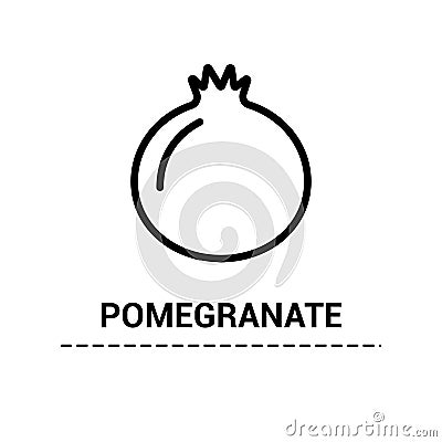 Pomegranate. Outline icon exotic fruit with editable stroke. Silhouette symbol. Vector illustration on a white Vector Illustration