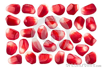 Pomegranate seeds isolated on white background Stock Photo