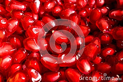Pomegranate Seeds With Water Drops On It Stock Photo