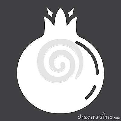 Pomegranate solid icon, fruit and garnet Vector Illustration