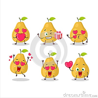 Pomelo cartoon character with love cute emoticon Vector Illustration