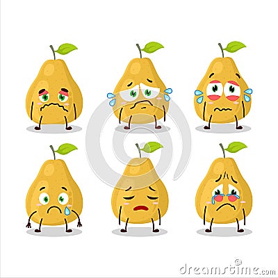 Pomelo cartoon in character with sad expression Vector Illustration