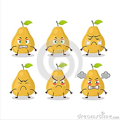 Pomelo cartoon character with various angry expressions Vector Illustration