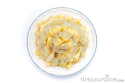 Pomelo slices on dish in pyramid shape Stock Photo