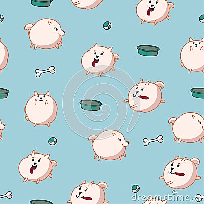 Pomeranian seamless pattern for textile, paper, fabric and clothes. Vector illustration Vector Illustration